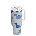 30 oz Insulated Stainless Steel Tumbler Double Wall Stainless Steel Tumbler with 2-Way Drinking Cute Blue Dinosaurs TKRP