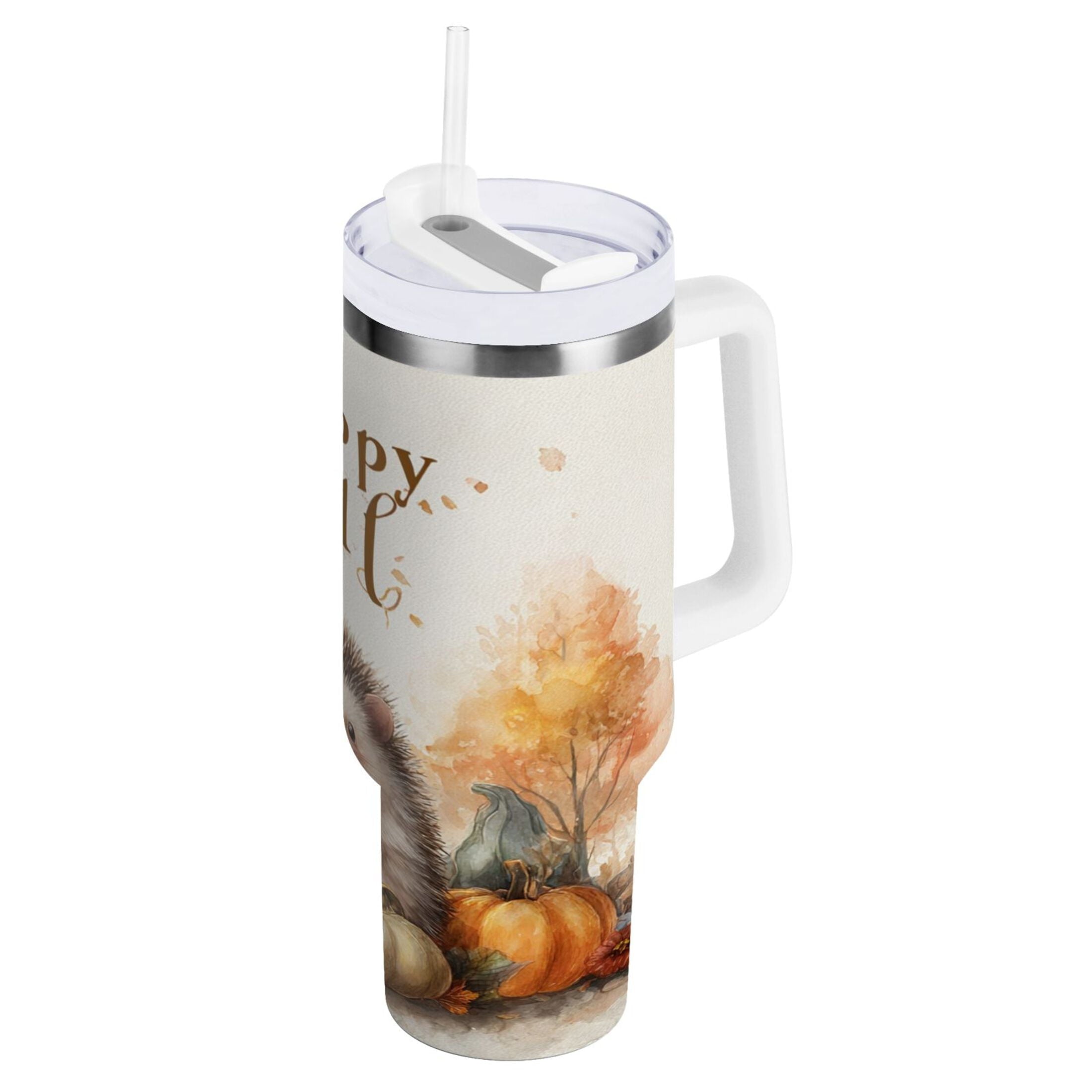 30 oz Insulated Stainless Steel Tumbler Double Wall Stainless Steel Tumbler with 2-Way Drinking Cute Little Hedgehog 7Y3E