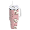 30 oz Insulated Stainless Steel Tumbler Double Wall Stainless Steel Tumbler with 2-Way Drinking Dogs Wearing Bows 4X4D