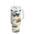 30 oz Insulated Stainless Steel Tumbler Double Wall Stainless Steel Tumbler with 2-Way Drinking Engineering Vehicle Pattern JCOA