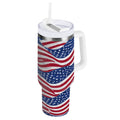 30 oz Insulated Stainless Steel Tumbler Double Wall Stainless Steel Tumbler with 2-Way Drinking Flags Wave Pattern ZI6H