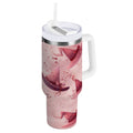 30 oz Insulated Stainless Steel Tumbler Double Wall Stainless Steel Tumbler with 2-Way Drinking Hats with Delicate Bows D5SU