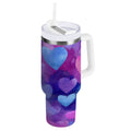 30 oz Insulated Stainless Steel Tumbler Double Wall Stainless Steel Tumbler with 2-Way Drinking Indigo and Violet Hearts C3GZ