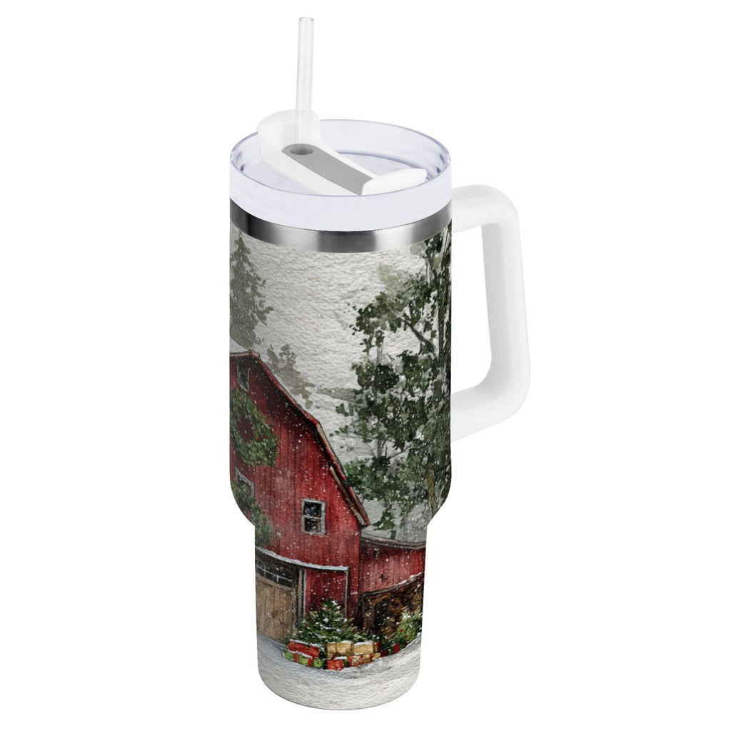 30 oz Insulated Stainless Steel Tumbler Double Wall Stainless Steel Tumbler with 2-Way Drinking Old Red Barn RM59