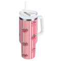 30 oz Insulated Stainless Steel Tumbler Double Wall Stainless Steel Tumbler with 2-Way Drinking Pink Bows and Strawberries RGCS