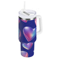 30 oz Insulated Stainless Steel Tumbler Double Wall Stainless Steel Tumbler with 2-Way Drinking Pink-purple Hearts 44YB