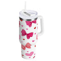 30 oz Insulated Stainless Steel Tumbler Double Wall Stainless Steel Tumbler with 2-Way Drinking Red and Pink Bows 7LBE