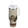 30 oz Insulated Stainless Steel Tumbler Double Wall Stainless Steel Tumbler with 2-Way Drinking Snowmen and Deer in The Forest Q08C