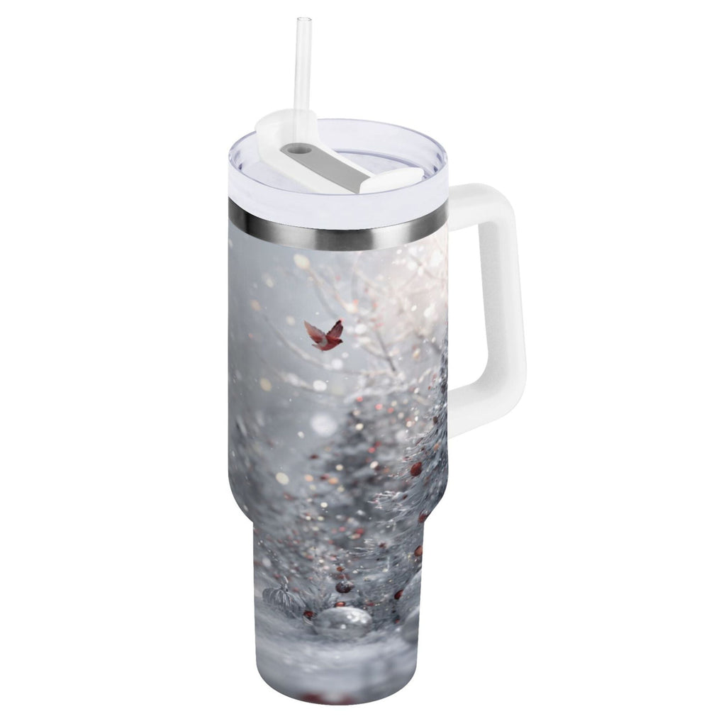 30 oz Insulated Stainless Steel Tumbler Double Wall Stainless Steel Tumbler with 2-Way Drinking Snowy Winter Landscape 6X70