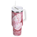 30 oz Insulated Stainless Steel Tumbler Double Wall Stainless Steel Tumbler with 2-Way Drinking Soft Pink Butterfly JRCR