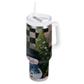 30 oz Insulated Stainless Steel Tumbler Double Wall Stainless Steel Tumbler with 2-Way Drinking Two Snowmen Pattern SIIJ