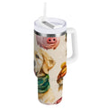 30 oz Insulated Stainless Steel Tumbler Double Wall Stainless Steel Tumbler with 2-Way Drinking Watercolor Animals Pattern FZN4