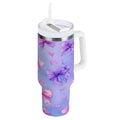 30 oz Insulated Stainless Steel Tumbler Double Wall Stainless Steel Tumbler with 2-Way Drinking Watercolor Bows Pattern RY8U