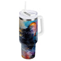 30 oz Insulated Stainless Steel Tumbler Double Wall Stainless Steel Tumbler with 2-Way Drinking Watercolor Calico Cat E9SJ