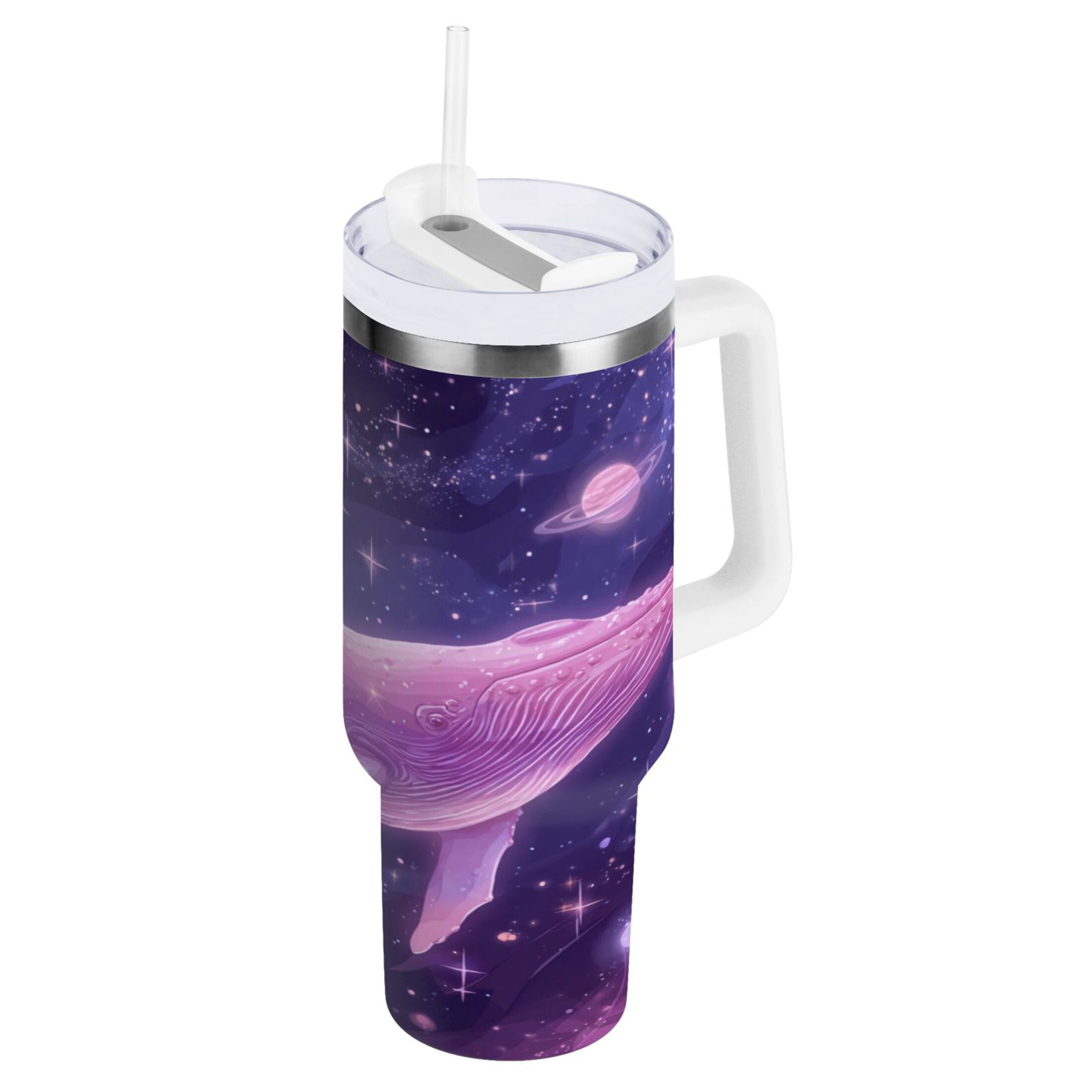 30 oz Insulated Stainless Steel Tumbler Double Wall Stainless Steel Tumbler with 2-Way Drinking Whale in Space JX8T