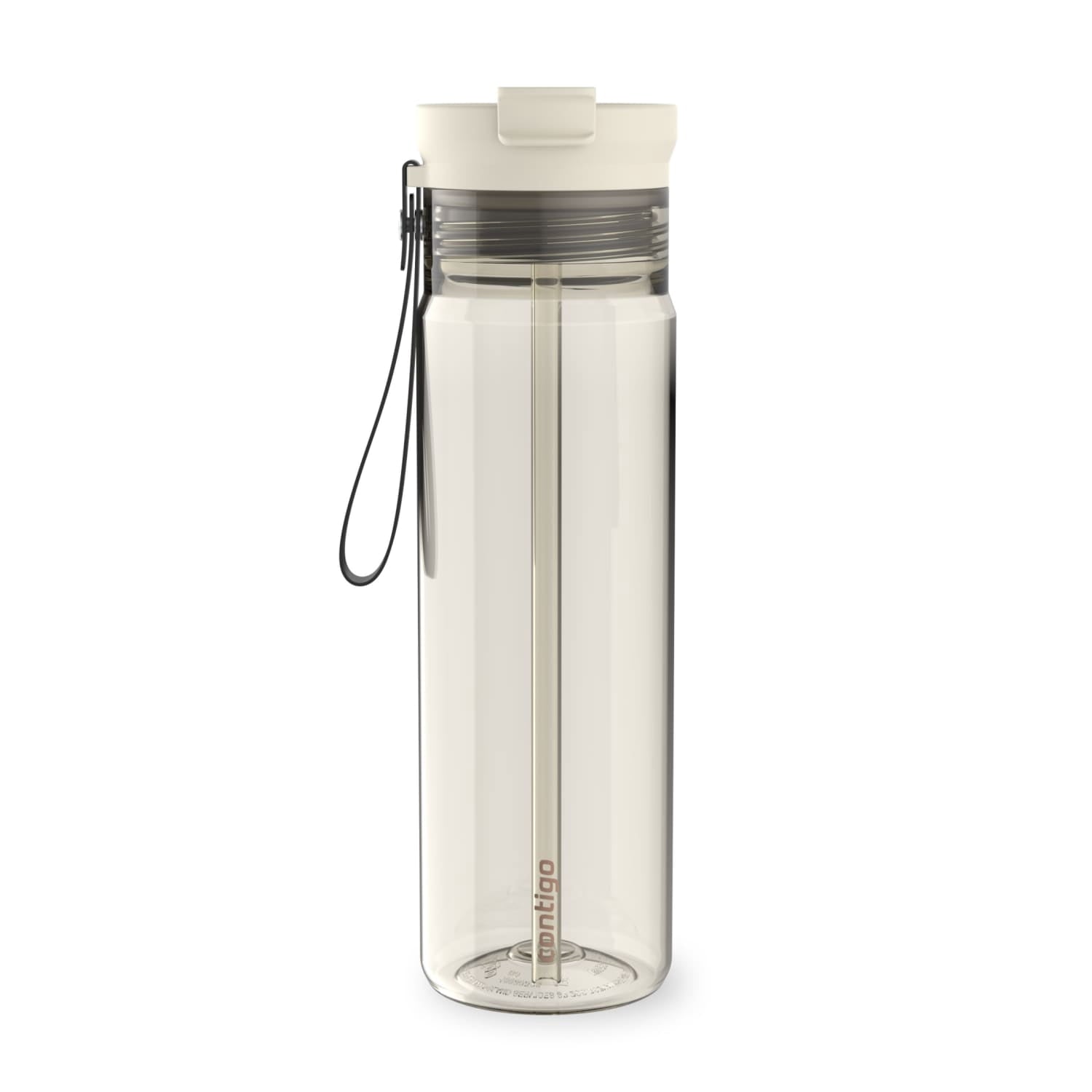 Contigo DualSip Leakproof Plastic Reusable Water Bottle with Carrying Strap, Cream/Clear, 28 oz J4IP