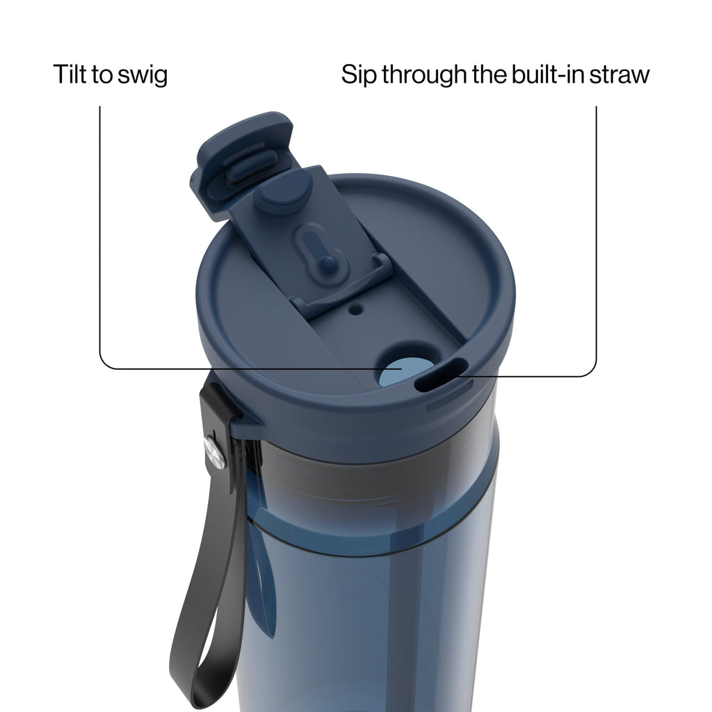 Contigo DualSip Leakproof Plastic Reusable Water Bottle with Carrying Strap, Cream/Clear, 28 oz J4IP