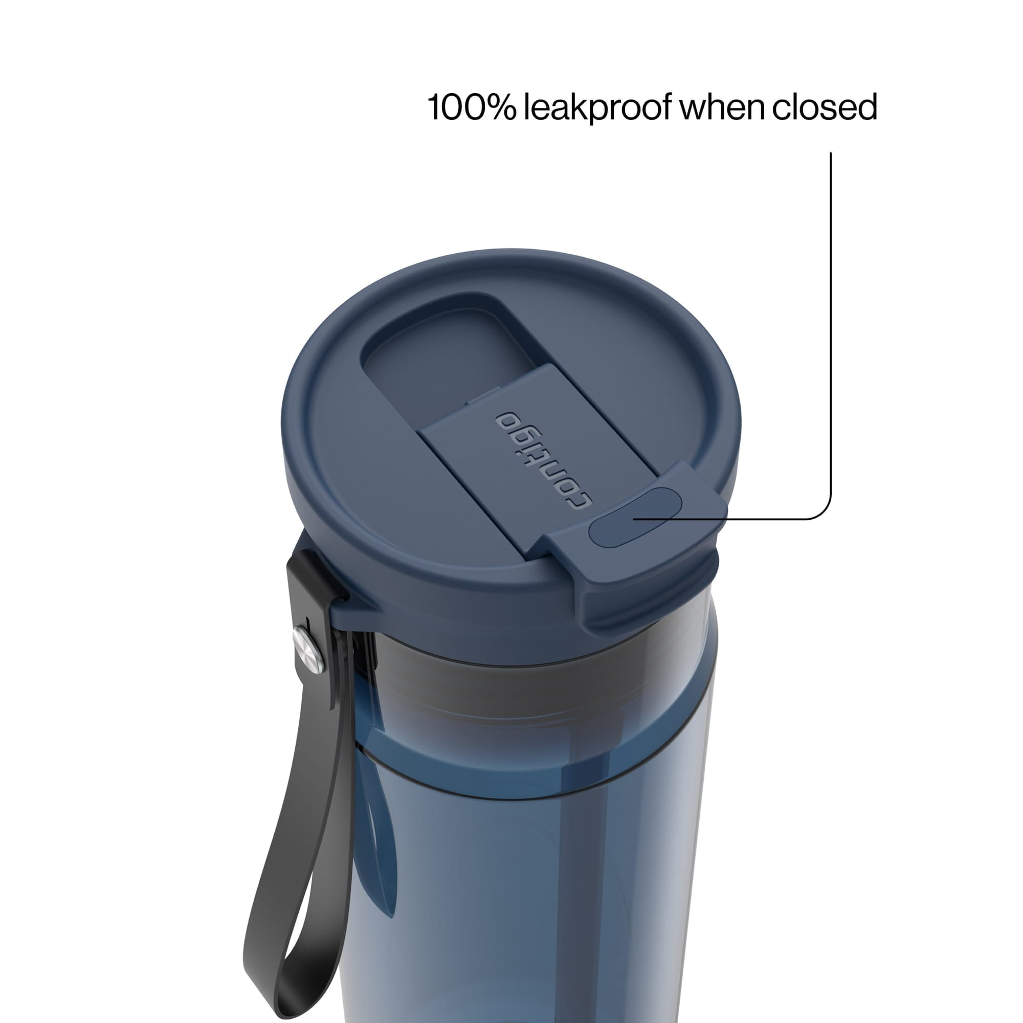 Contigo DualSip Leakproof Plastic Reusable Water Bottle with Carrying Strap, Cream/Clear, 28 oz J4IP
