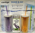 Contigo Shake &amp; Go Plastic Tumblers - Set of 3 (Lavender Orange &amp; Clear) XYDI