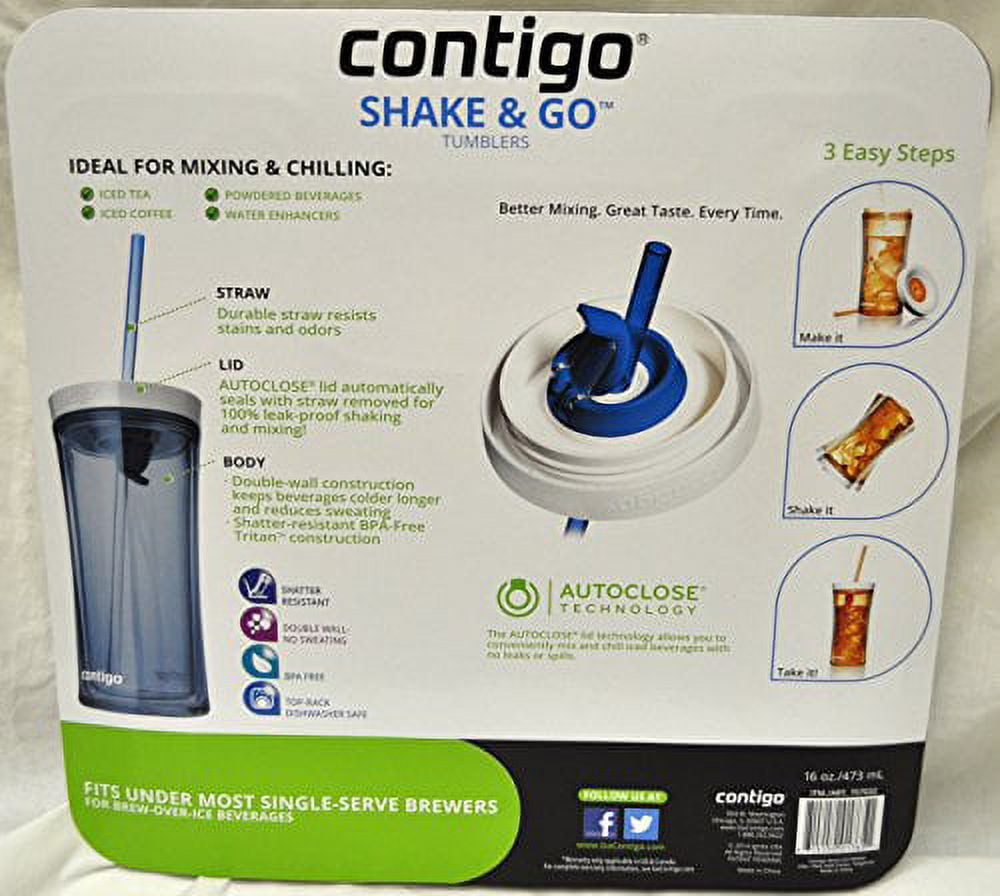 Contigo Shake &amp; Go Plastic Tumblers - Set of 3 (Lavender Orange &amp; Clear) XYDI