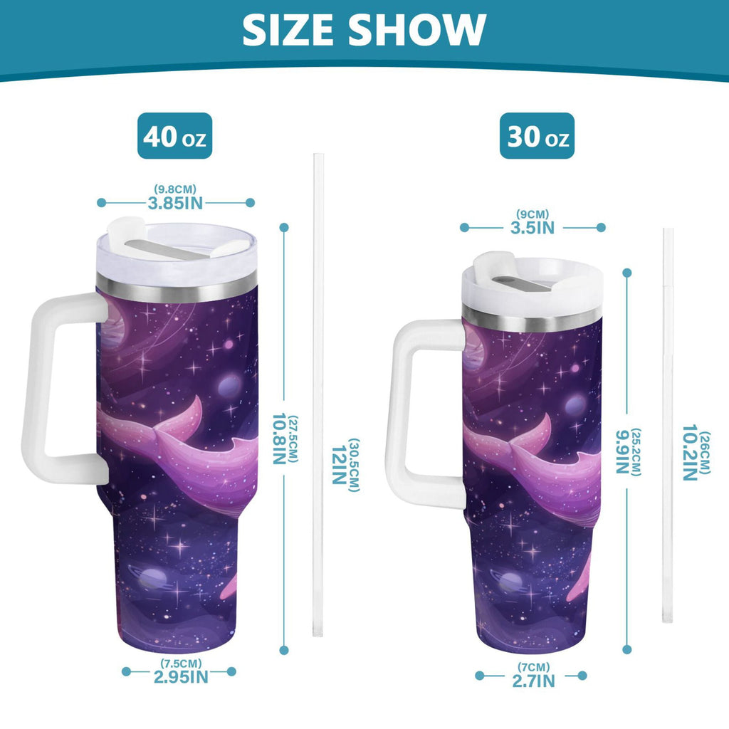 30 oz Insulated Stainless Steel Tumbler Double Wall Stainless Steel Tumbler with 2-Way Drinking Whale in Space JX8T