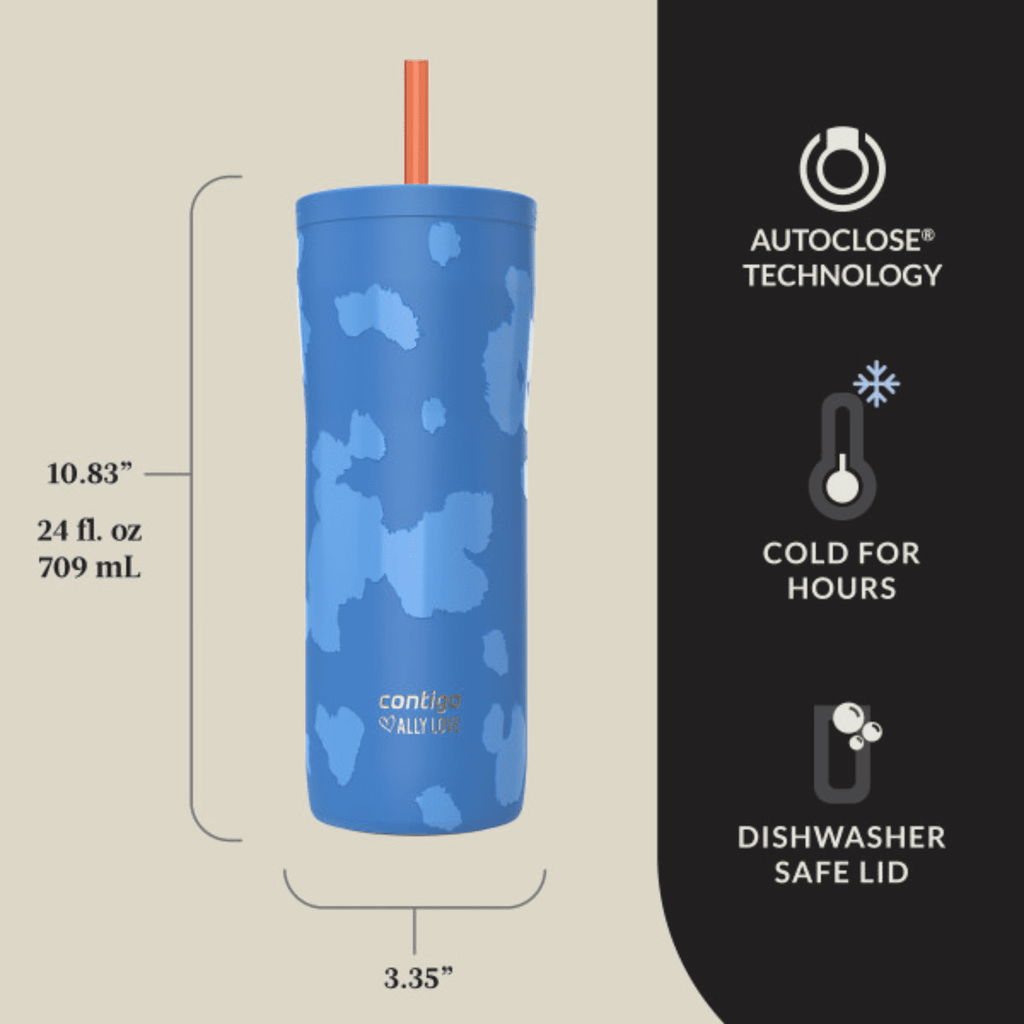 Contigo x Ally Love Streeterville 2.0 Stainless Steel Tumbler with Straw, 24 oz, Stellar Jay UBU1