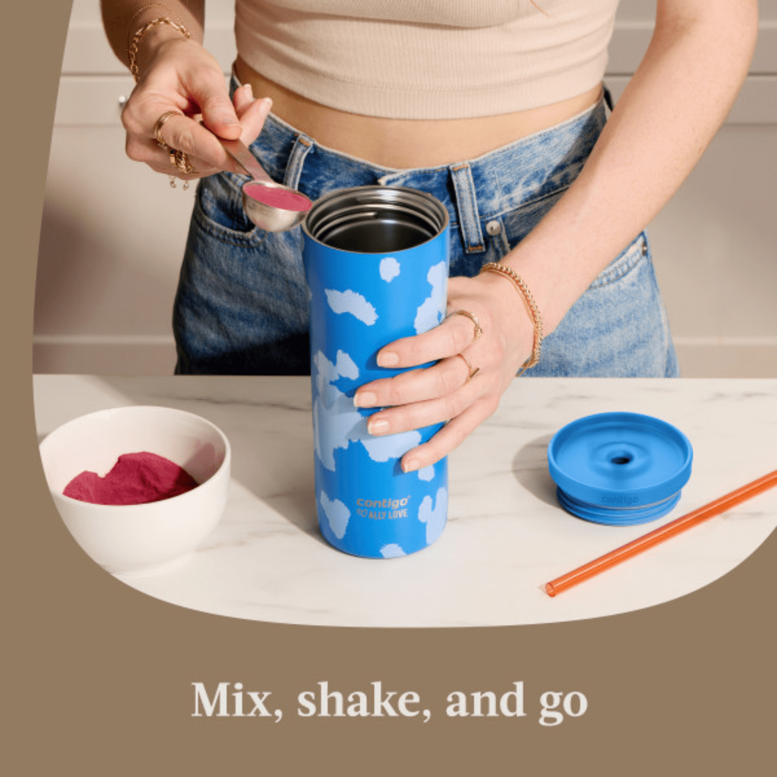Contigo x Ally Love Streeterville 2.0 Stainless Steel Tumbler with Straw, 24 oz, Stellar Jay UBU1