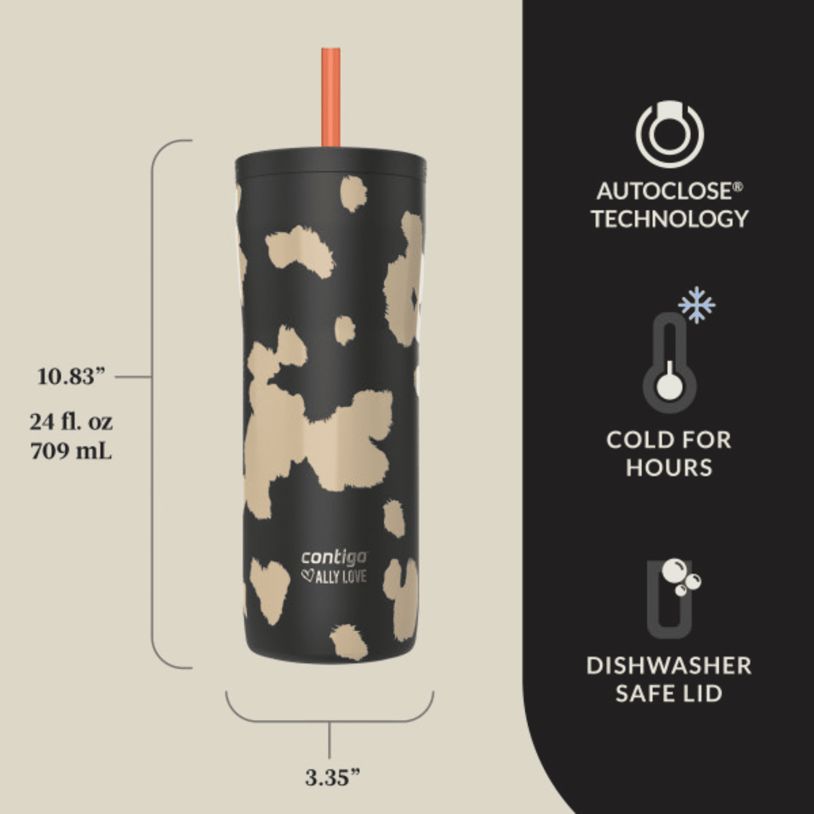 Contigo x Ally Love Streeterville 2.0 Stainless Steel Tumbler with Straw, 24 oz, Stellar Jay UBU1