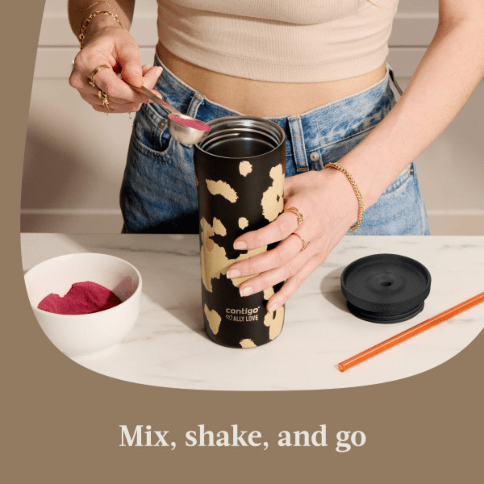 Contigo x Ally Love Streeterville 2.0 Stainless Steel Tumbler with Straw, 24 oz, Stellar Jay UBU1