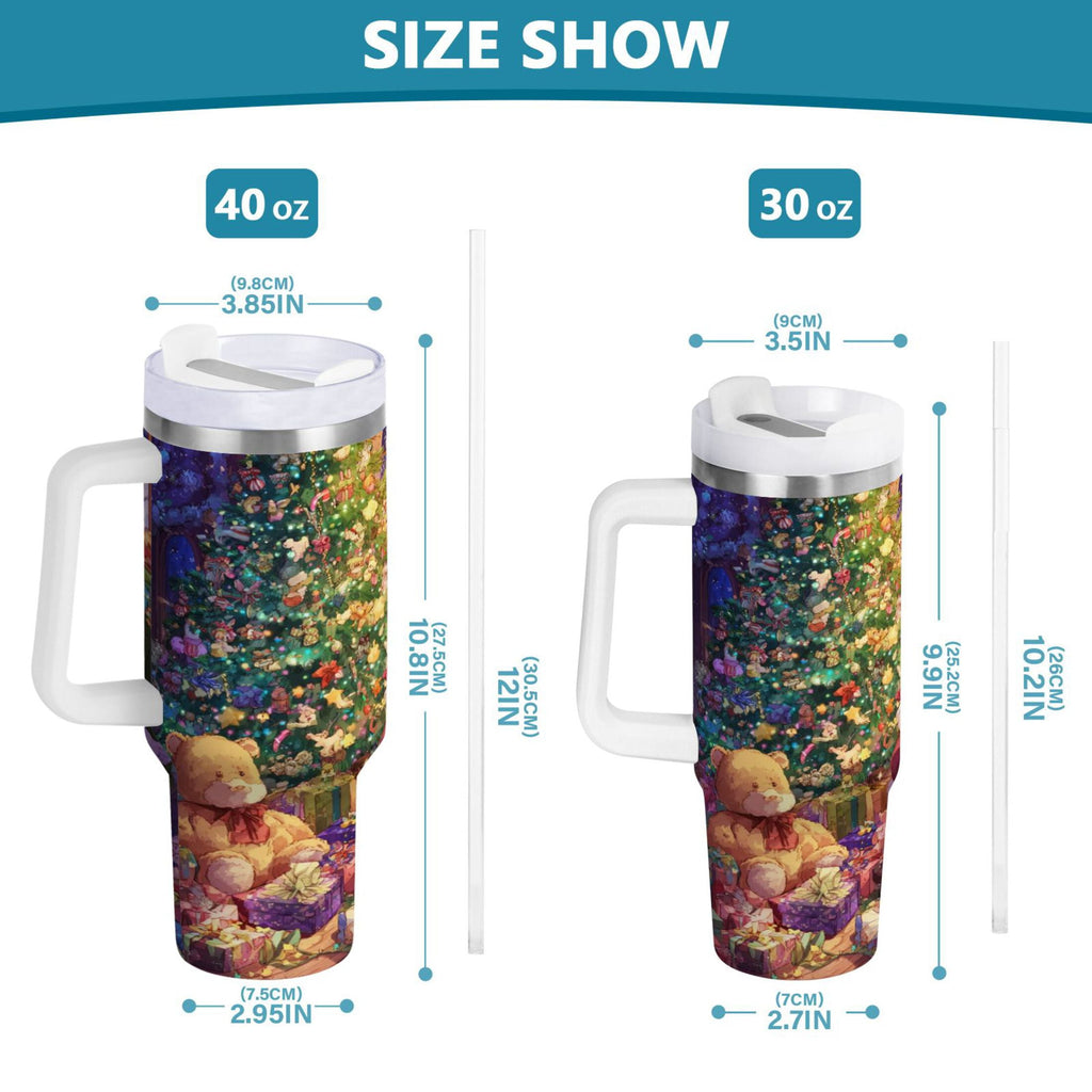 40 oz Insulated Stainless Steel Tumbler Double Wall Stainless Steel Tumbler with 2-Way Drinking Festive Christmas Scene 6BY7