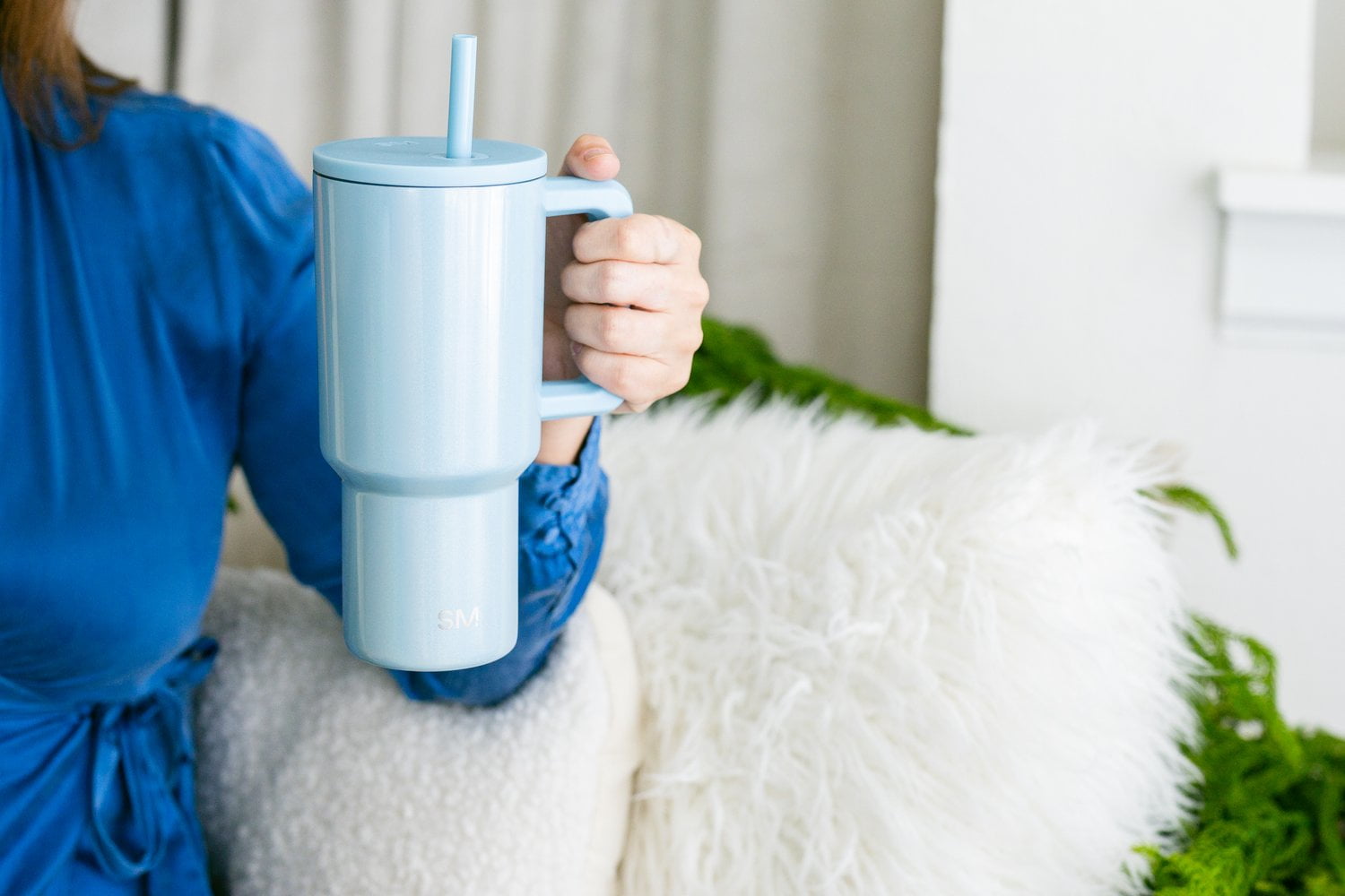 Simple Modern 30 fl oz Insulated Stainless Steel Trek Tumbler with Straw Lid | Seaglass Sage and Cream Checkmate YPTM