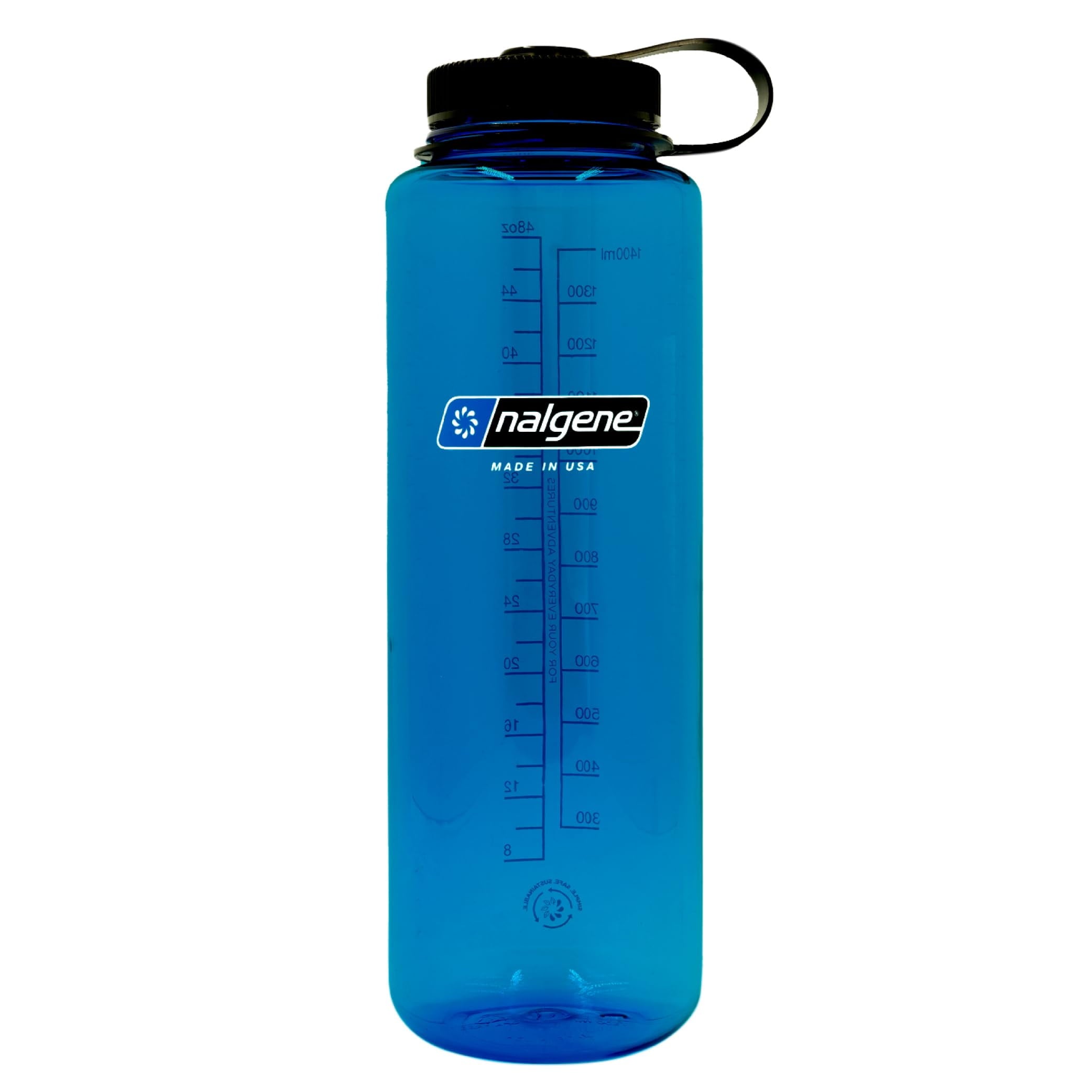 Nalgene Sustain Tritan BPA-Free Water Bottle Made with Material Derived from 50% Plastic Waste (using ISCC certified mass balance), 48 OZ, Wide Mouth, Blue L35R