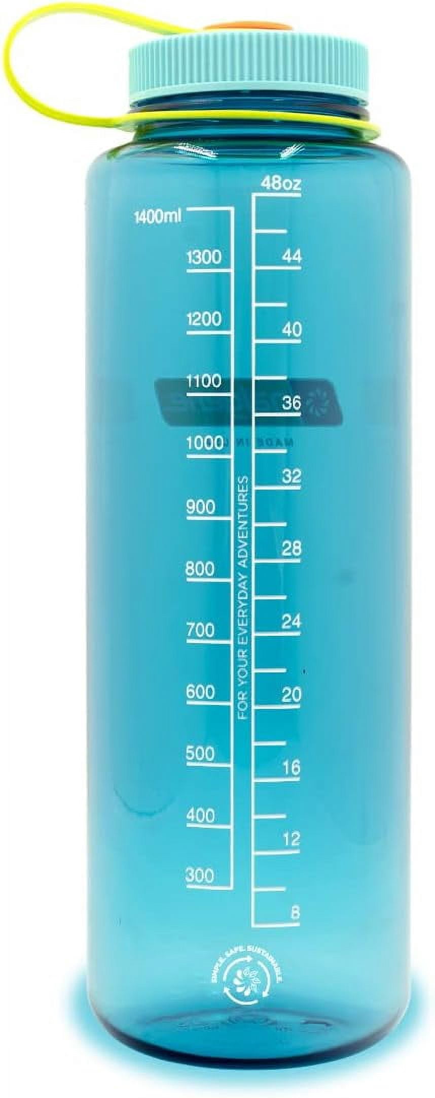 Nalgene Sustain Tritan BPA-Free Water Bottle Made with Material Derived from 50% Plastic Waste (using ISCC certified mass balance), 48 OZ, Wide Mouth, Blue L35R