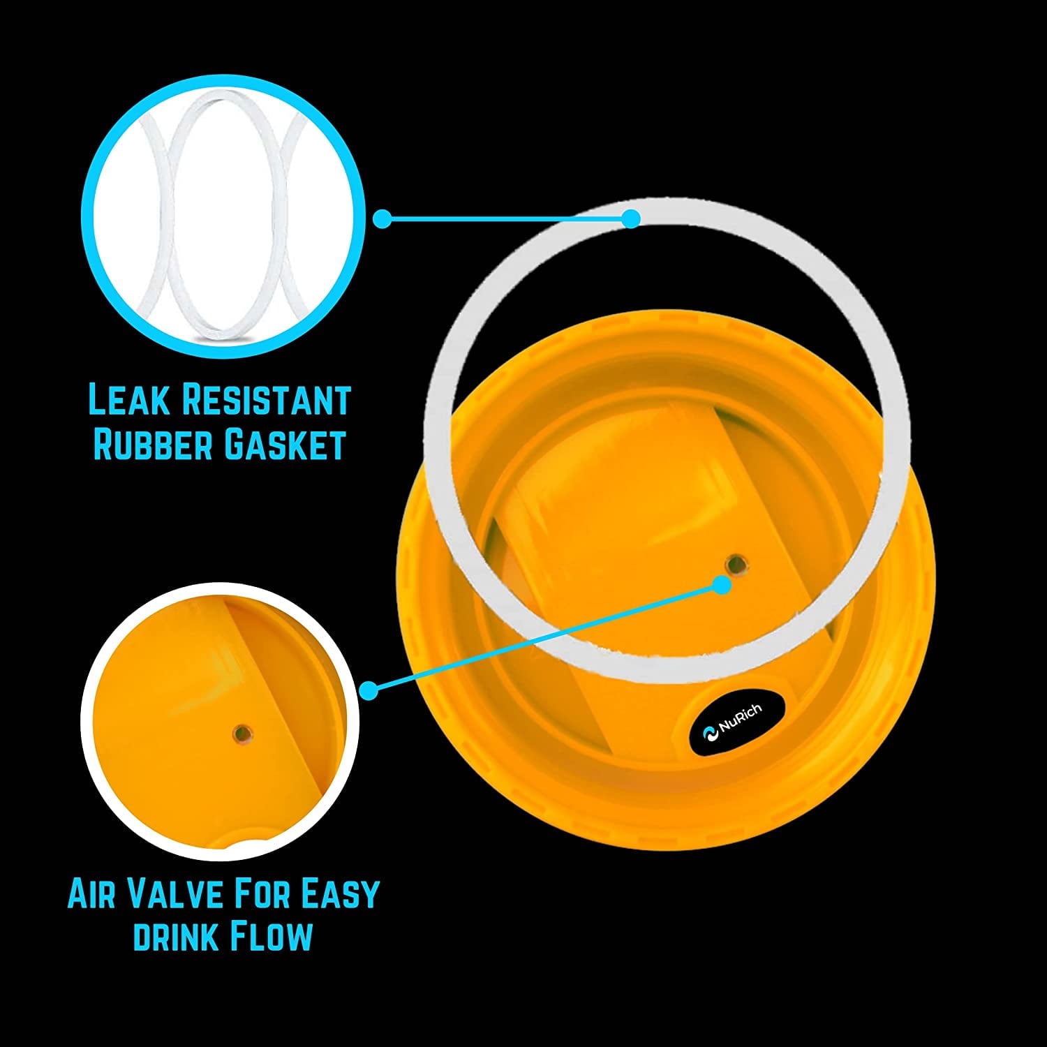 NuRich Hydro Wide Mouth Flip and Sip Replacement Coffee Lid or Cap Accessories Compatible with Hydroflask, Nalgene, and Many More Top Water Bottle Brands Sizes 12 16 18 20 32 40 64 Ounce O2G4