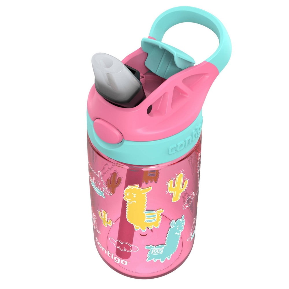 Contigo 14oz Kids' Water Bottle with Redesigned AutoSpout Straw Azalea Jade Vine with Llamas M05Q