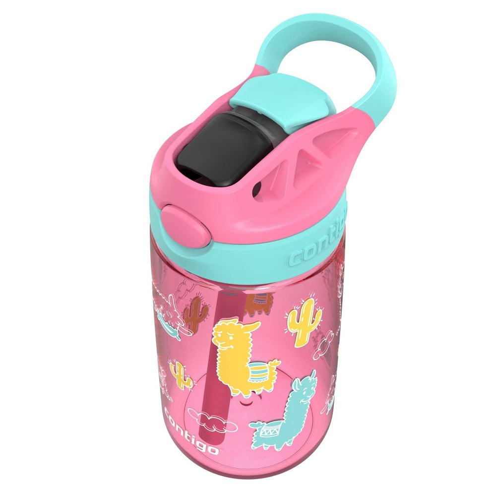 Contigo 14oz Kids' Water Bottle with Redesigned AutoSpout Straw Azalea Jade Vine with Llamas M05Q