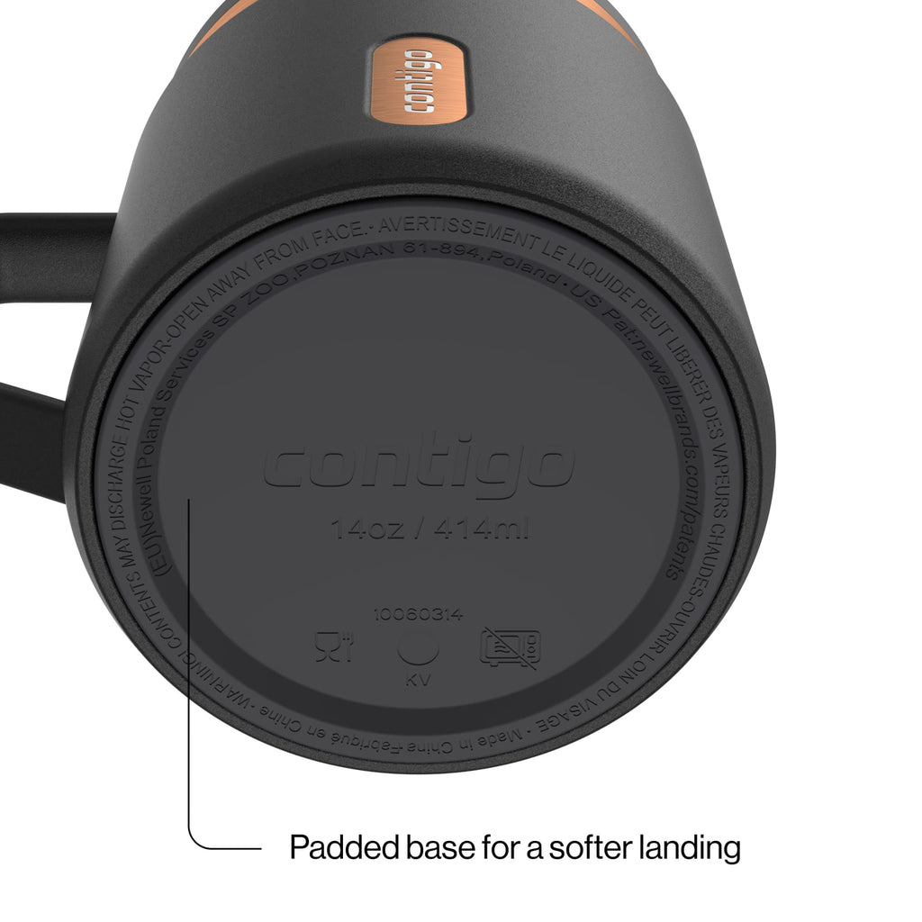 Contigo SnapSeal Leakproof Stainless Steel Reusable Travel Tumbler,Black/Bronze, 14 oz MI28