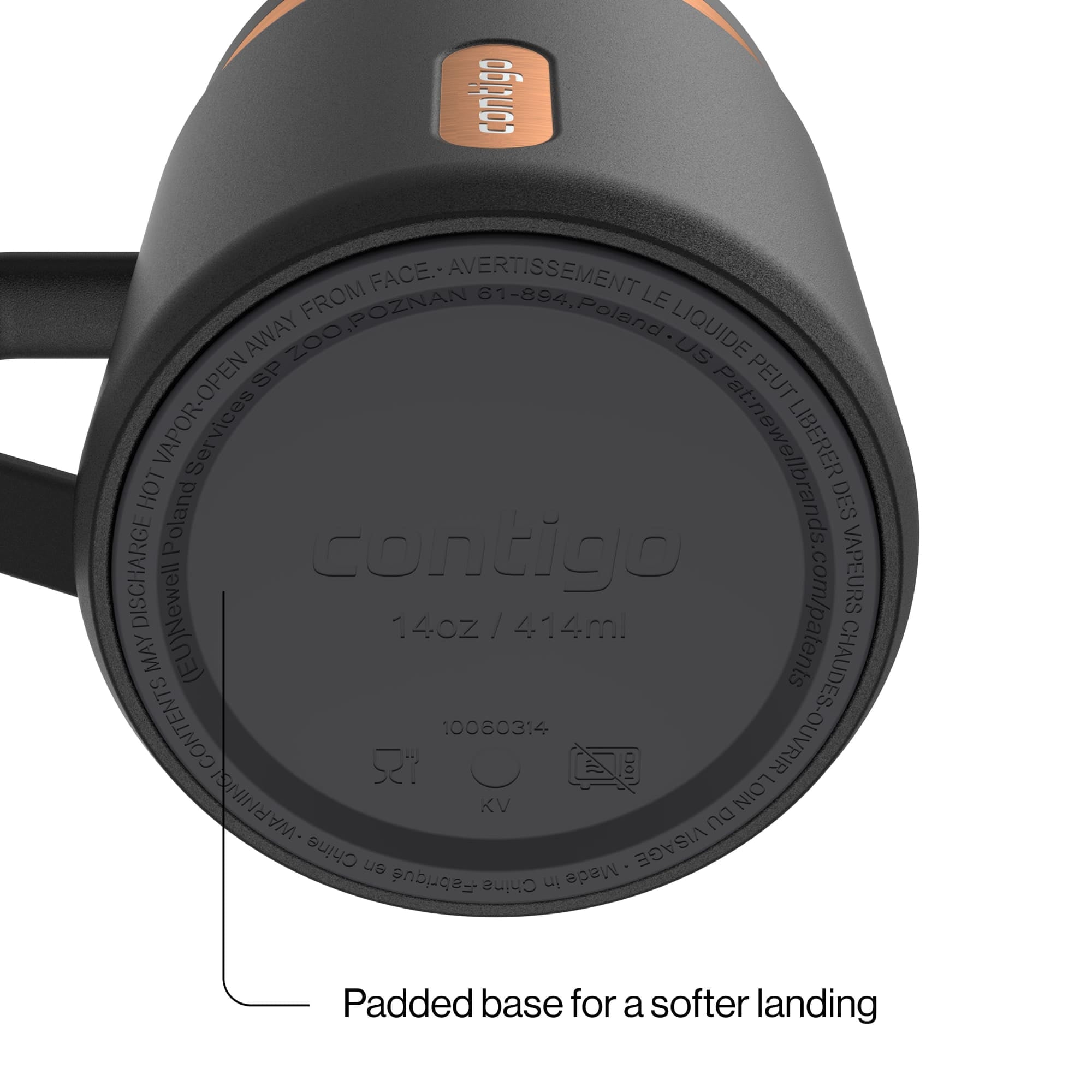 Contigo SnapSeal Leakproof Stainless Steel Reusable Travel Tumbler,Black/Bronze, 14 oz MI28