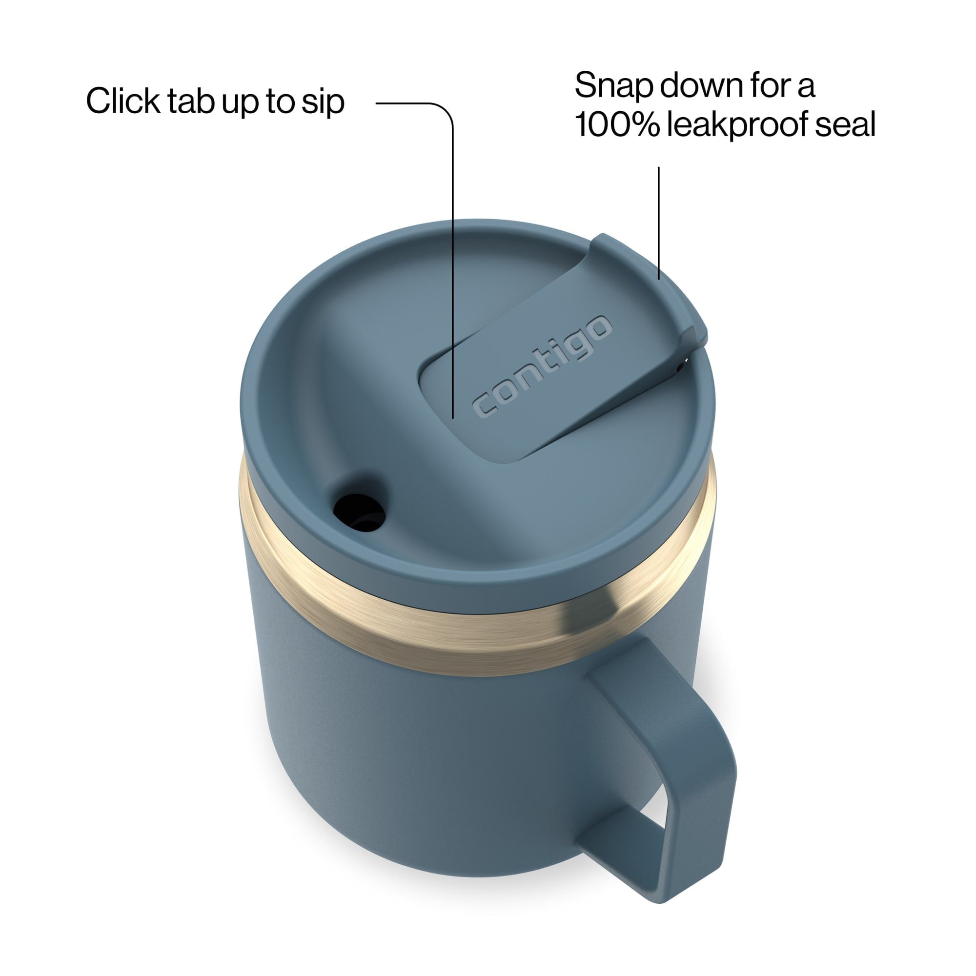 Contigo SnapSeal Leakproof Stainless Steel Reusable Travel Tumbler,Black/Bronze, 14 oz MI28