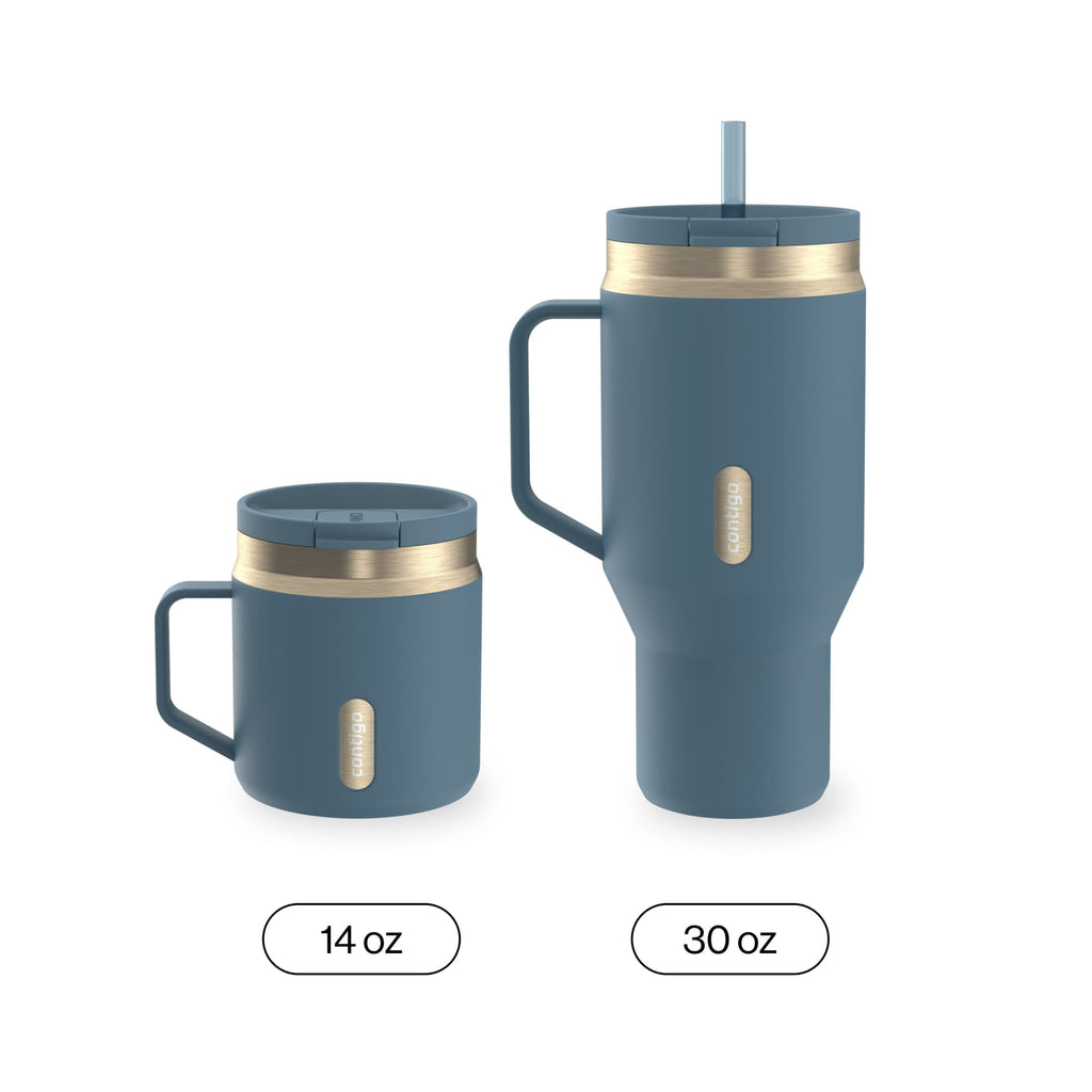 Contigo SnapSeal Leakproof Stainless Steel Reusable Travel Tumbler,Black/Bronze, 14 oz MI28