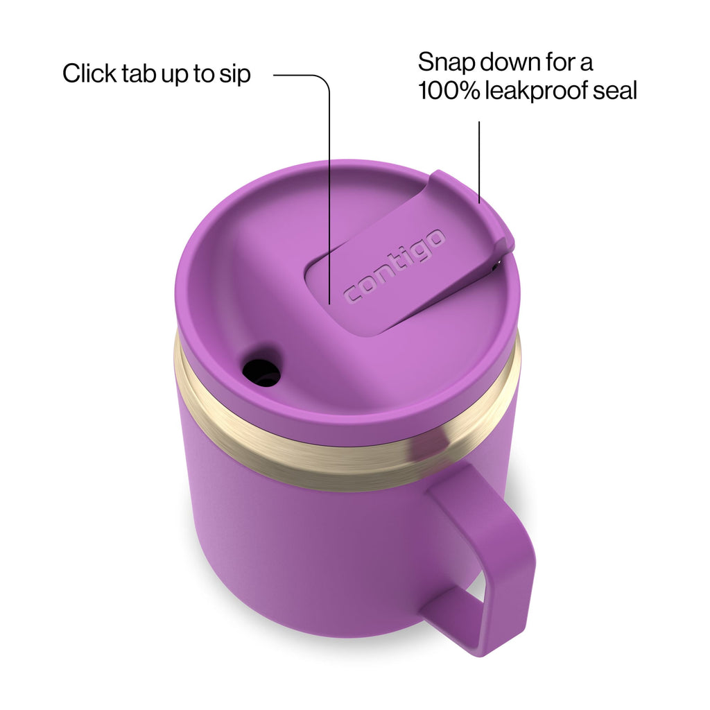 Contigo SnapSeal Leakproof Stainless Steel Reusable Travel Tumbler,Black/Bronze, 14 oz MI28