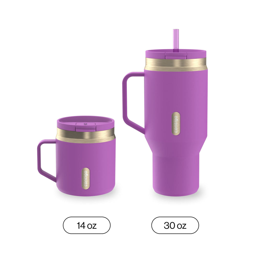 Contigo SnapSeal Leakproof Stainless Steel Reusable Travel Tumbler,Black/Bronze, 14 oz MI28