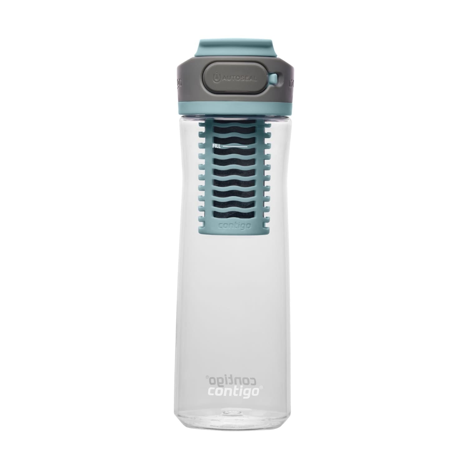 (2 pack) Contigo Clybourn Plastic FreeFlow Filter Water Bottle with AUTOSEAL Lid 24 oz., Salt, with Replacable Filter I3R3
