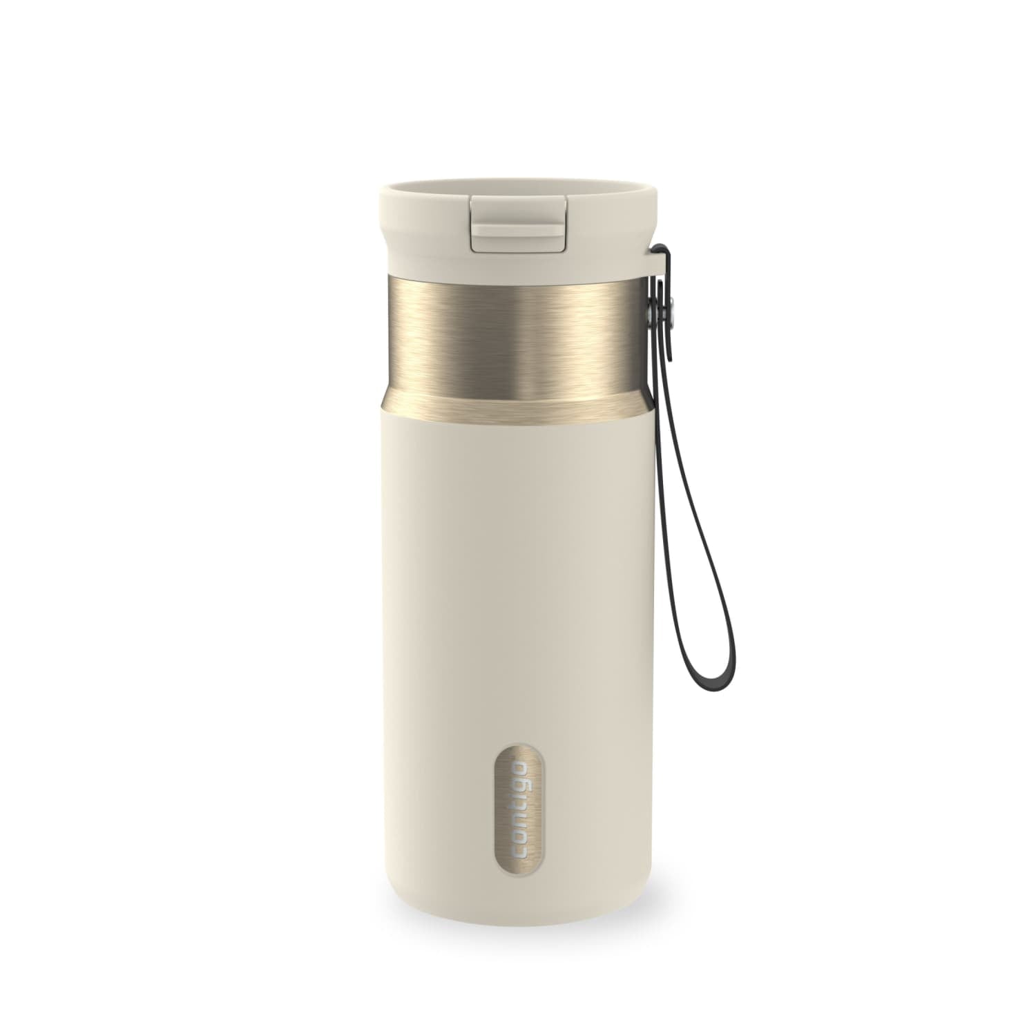 Contigo SnapSeal Leakproof Stainless Steel Reusable Water Bottle with Carrying Strap, Black/Bronze, 16 oz 64AH