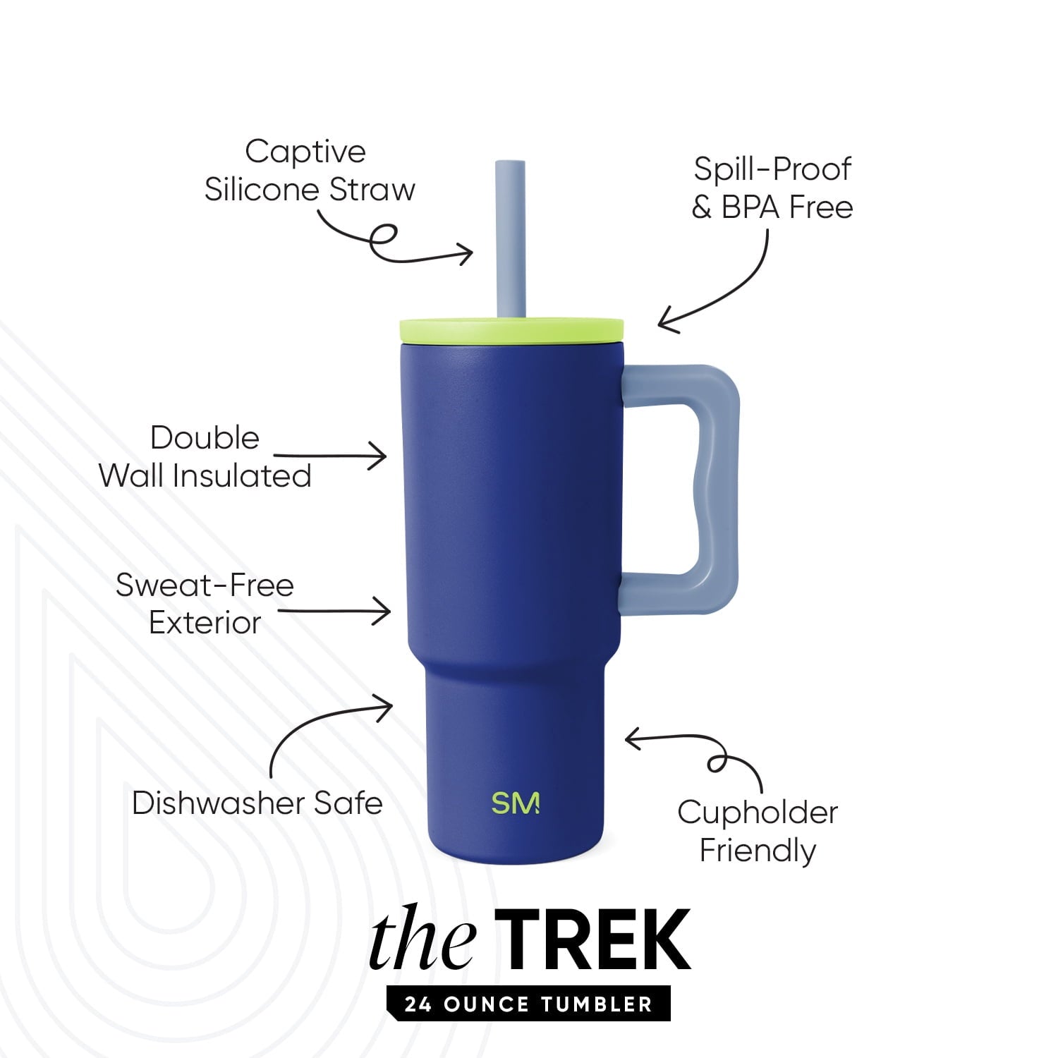 Simple Modern 24oz Trek Tumbler with handle and Silicone Straw Lid | Asteroid B78D