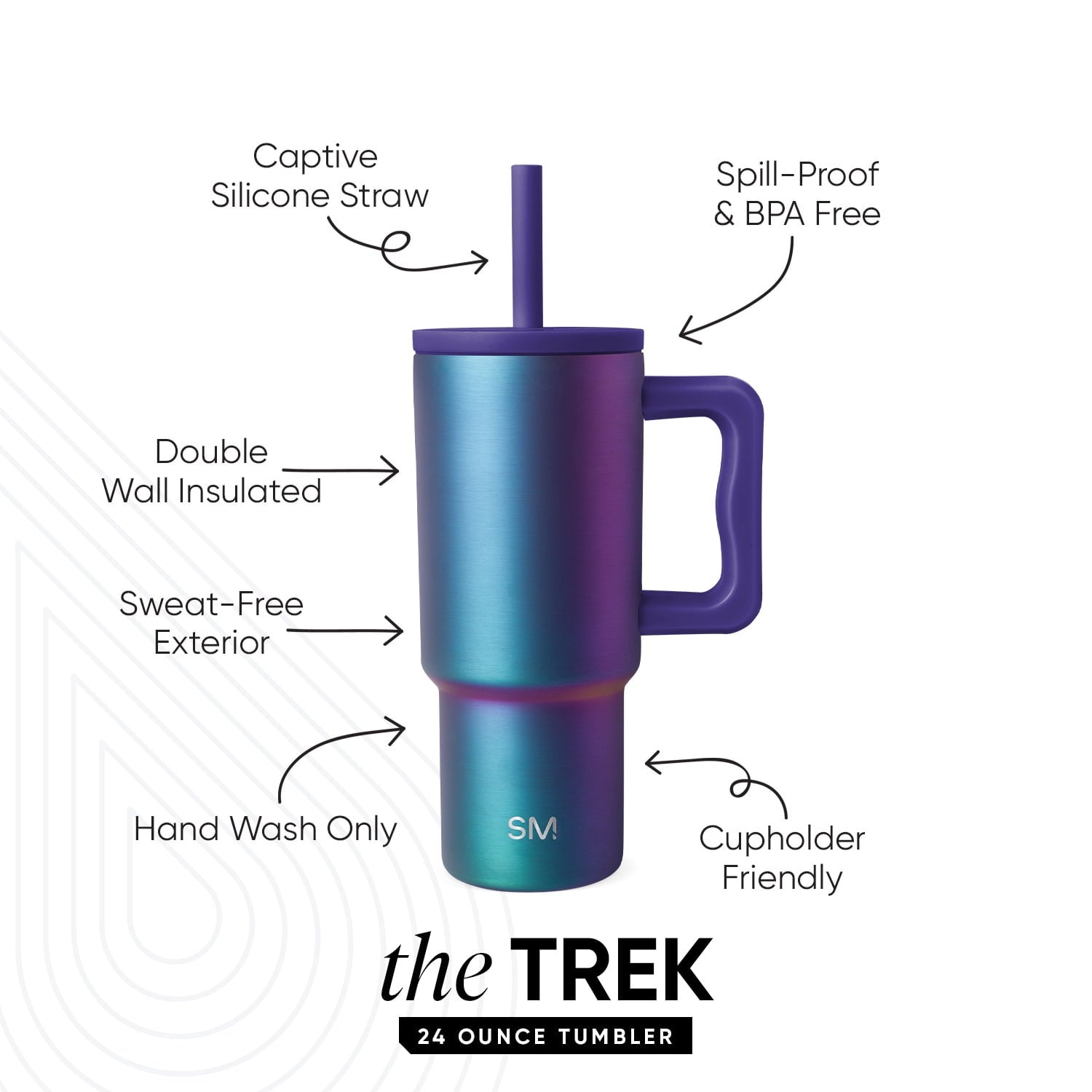 Simple Modern 24oz Trek Tumbler with handle and Silicone Straw Lid | Asteroid B78D