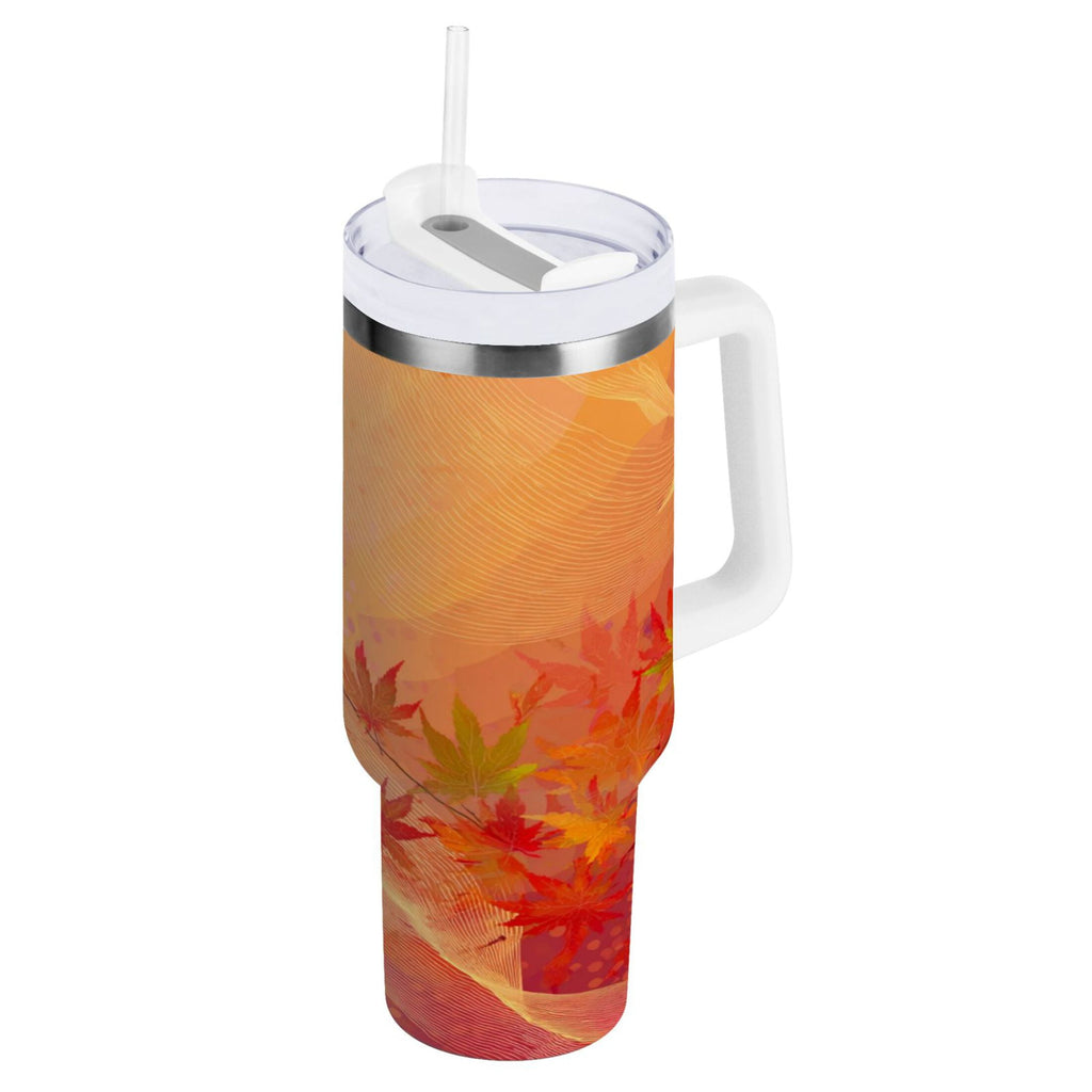 40 oz Insulated Stainless Steel Tumbler Double Wall Stainless Steel Tumbler with 2-Way Drinking Red Maple Leaves in Autumn 2Z23