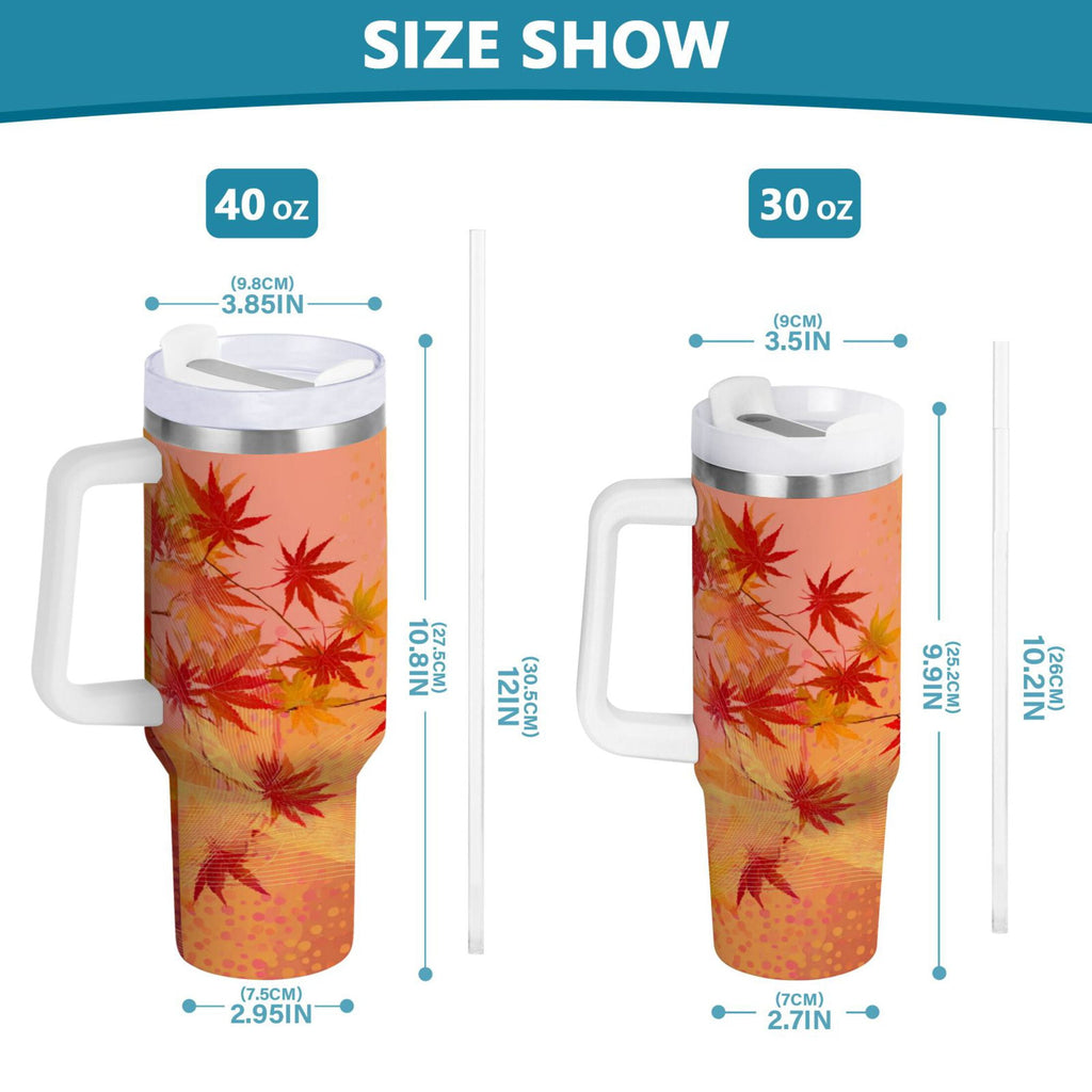 40 oz Insulated Stainless Steel Tumbler Double Wall Stainless Steel Tumbler with 2-Way Drinking Red Maple Leaves in Autumn 2Z23