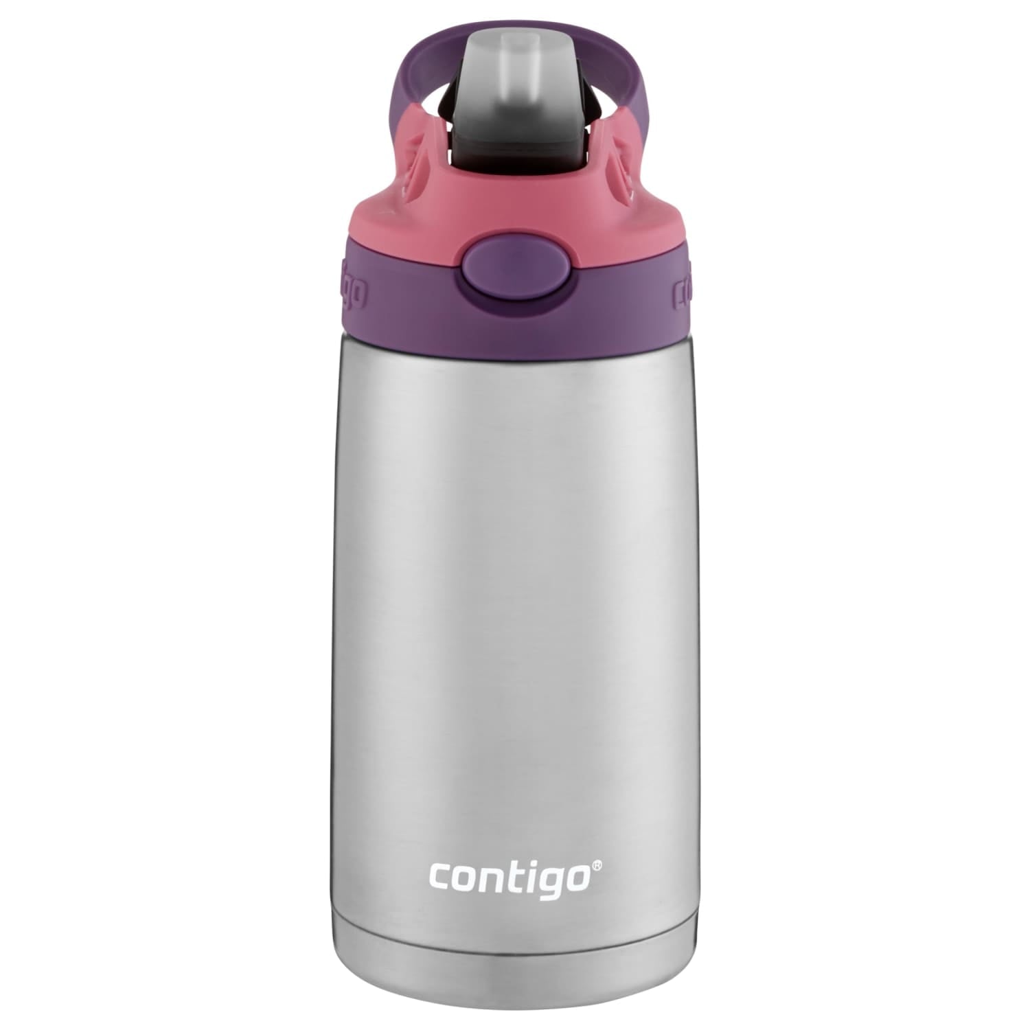 Contigo Kids Stainless Steel Water Bottle with Redesigned AUTOSPOUT Straw Lid Eggplant and Punch, 13 fl oz. XW73