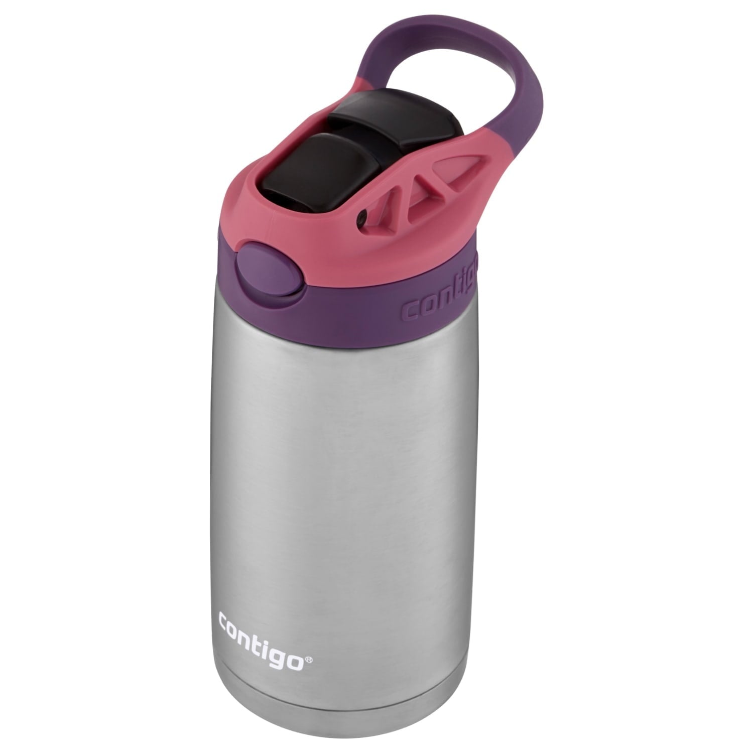 Contigo Kids Stainless Steel Water Bottle with Redesigned AUTOSPOUT Straw Lid Eggplant and Punch, 13 fl oz. XW73